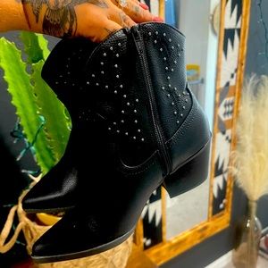 Black booties with studs